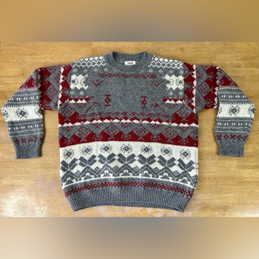 Sisley Multicolor Crewneck Wool Kitted Made In Italy Men Sweater XL